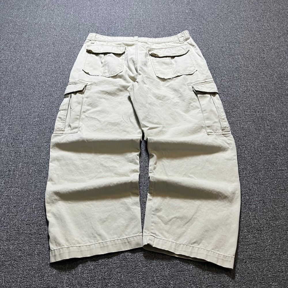 Vintage Unionbay Cargo Pants 38x30 Tan Baggy Wide Leg Skater Y2K Utility